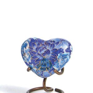 Mini urn hart blauw bloemen