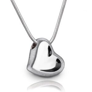 PD1000 Leaning heart Ashanger Hart Bicolour Zilver inclusief Collier