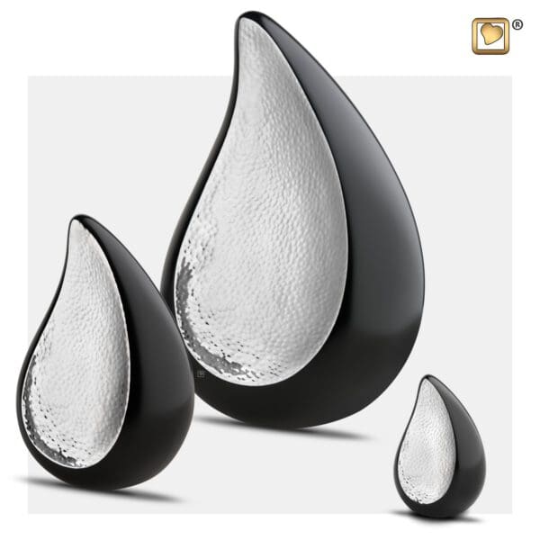 P582 TearDrop™ Medium Urn Black & Hmd Silver