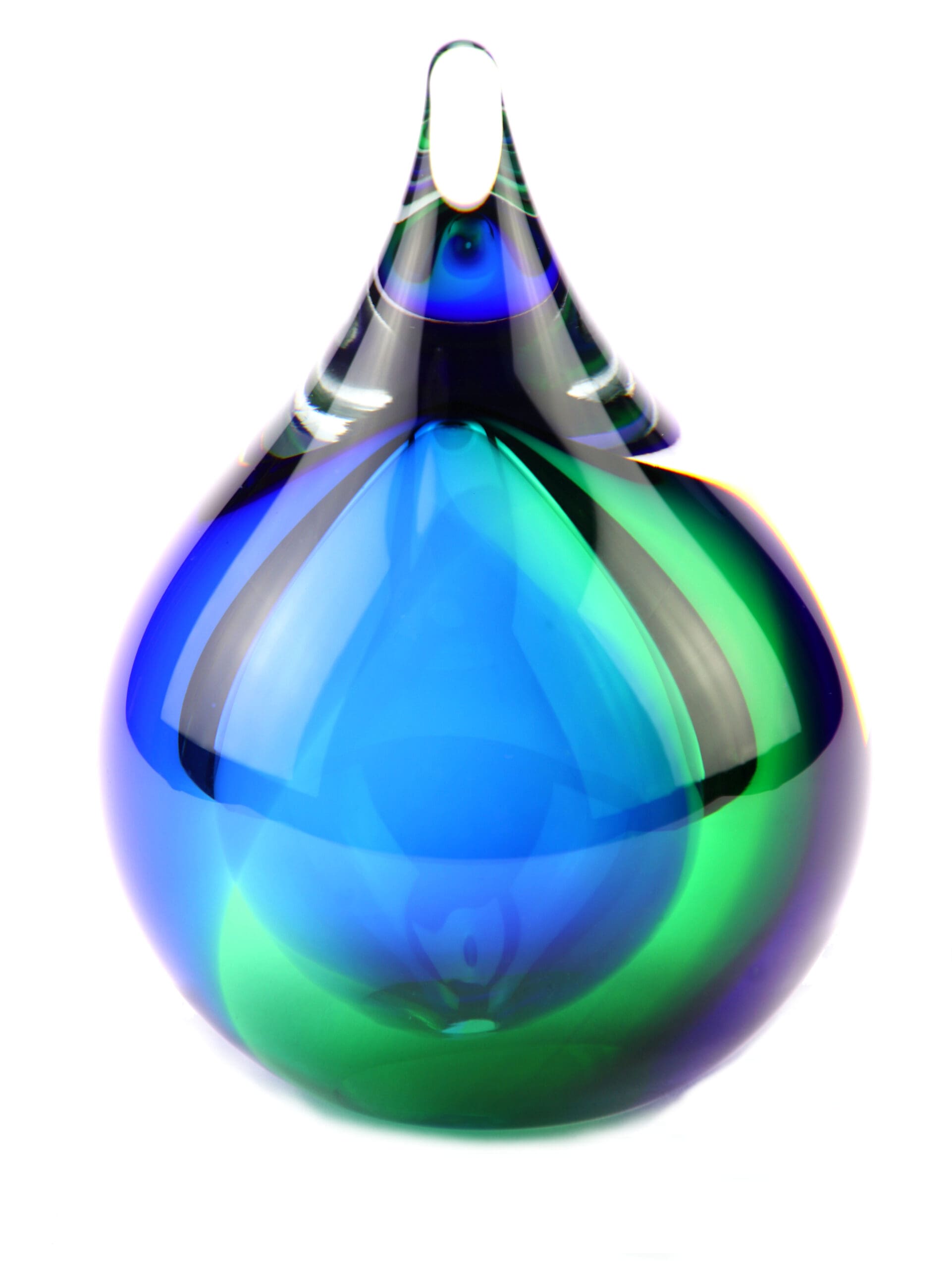 U31GB Glazen urn groen blauw