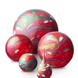 Urn glas bol elan line red