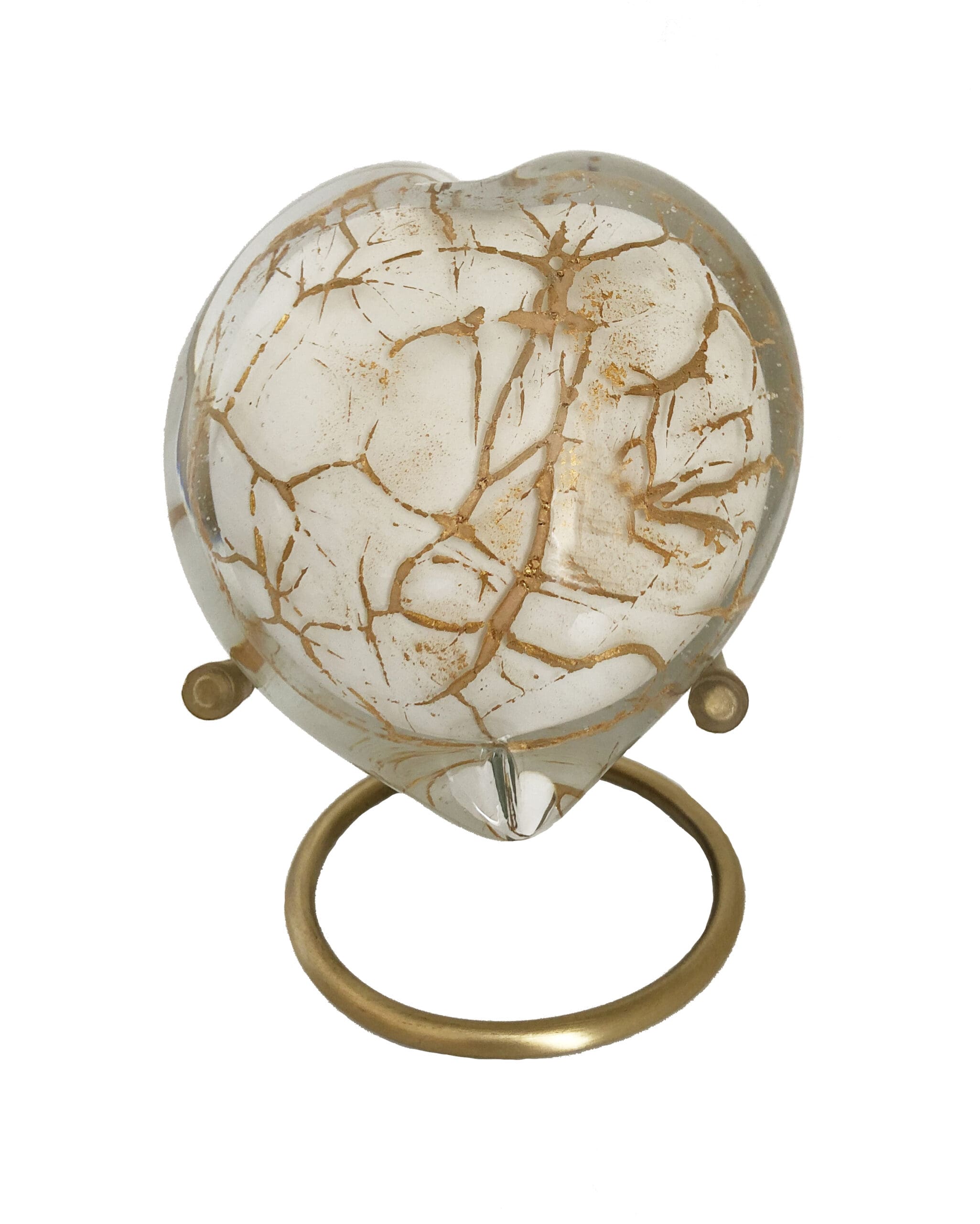 Hart urn wit met blad goud - Afbeelding 2