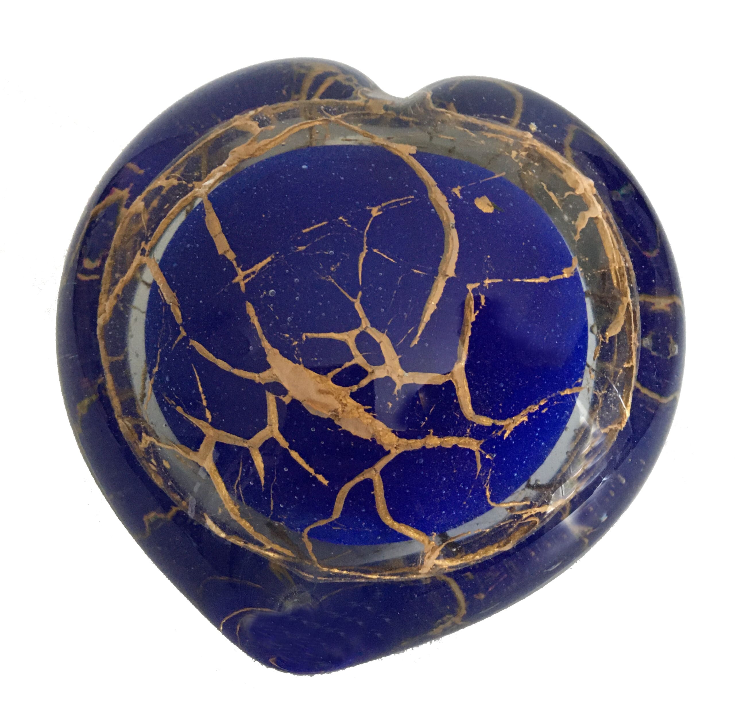 Knuffel hart urn blauw met bladgoud