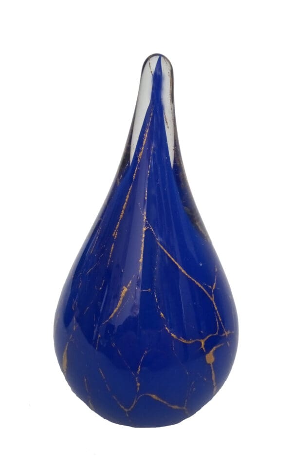 Asdruppel blauw met bladgoud klein
