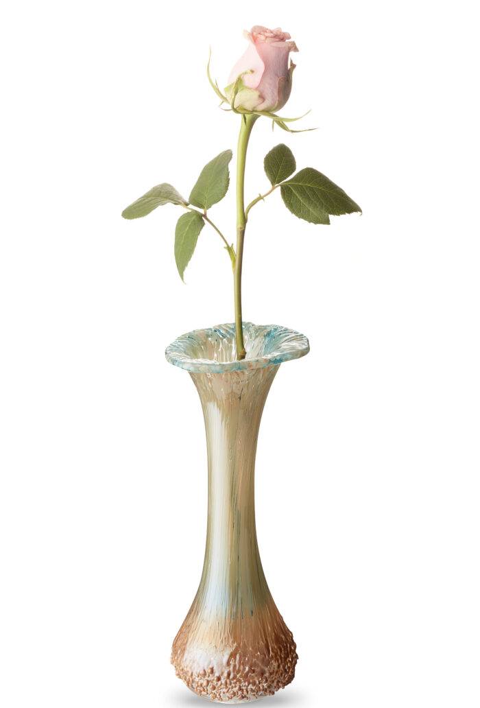 Urn bloemenvaasje beige turquoise