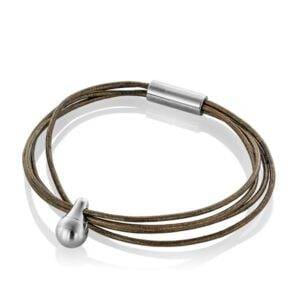 Tadblu leren armband druppel brons