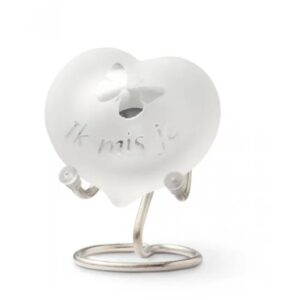 Pebbles knuffel urn Frosted met Vlinder inclusief zilveren standaard