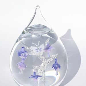 Glazen asdruppel kleine fuchsia's in het lila/paars met vlinder