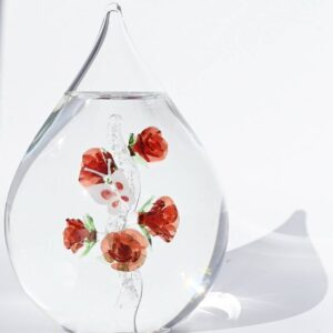 Glazen asdruppel kleine roosjes met vlinder