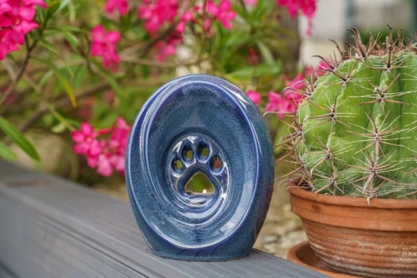 Dierenurn met pootafdruk en kaarshouder blue melange - Afbeelding 6