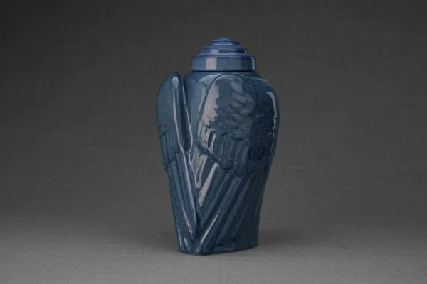 Keramische Crematie As Urn Wings Blue melange (3.1 liter)