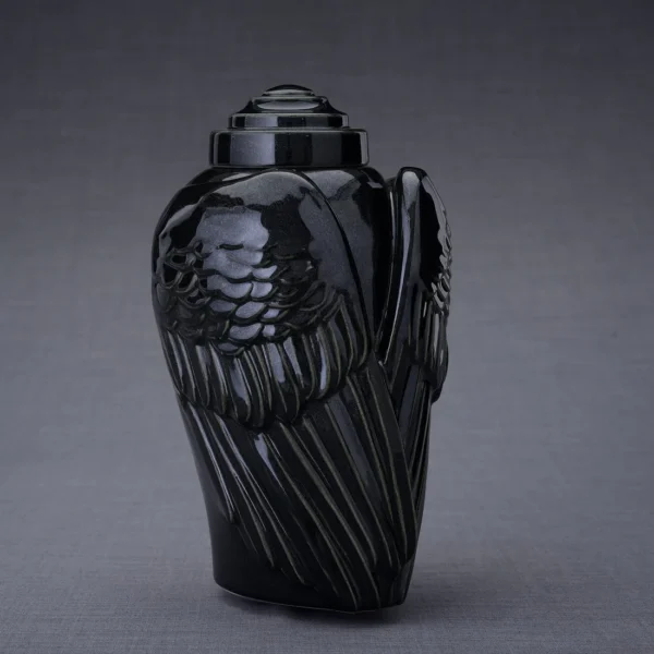 Keramische Crematie As Urn Wings black gloss (3.1 liter)