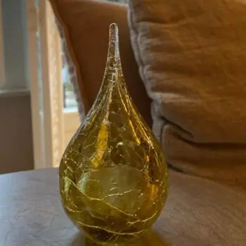 Urn glas mini druppel goud met krakele effect wit