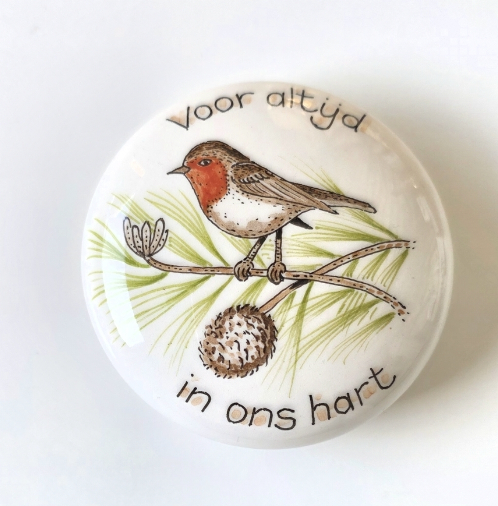 Urn mini met roodborstje